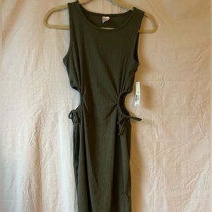 olive green ribbed dress